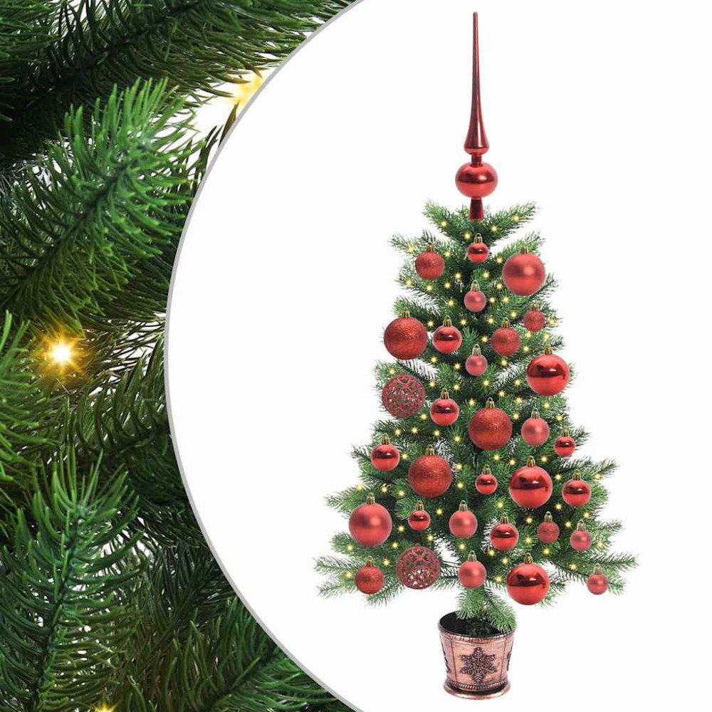 Produktbild för Julgran med 150 LED-lampor med stativ Grön 90 cm PE