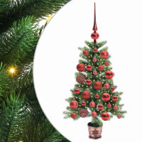 Produktbild för Julgran med 150 LED-lampor med stativ Grön 90 cm PE