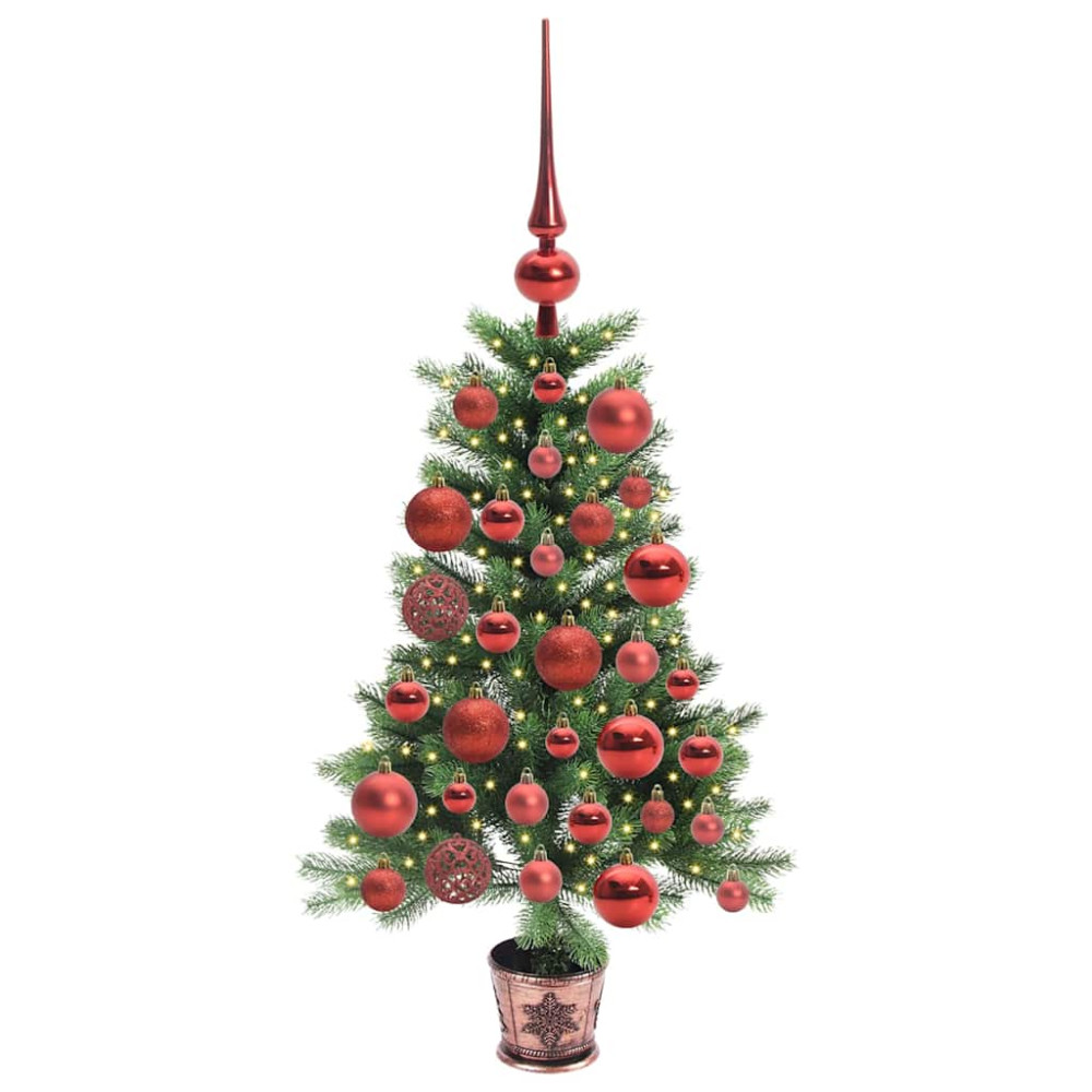 Produktbild för Julgran med 150 LED-lampor med stativ Grön 90 cm PE