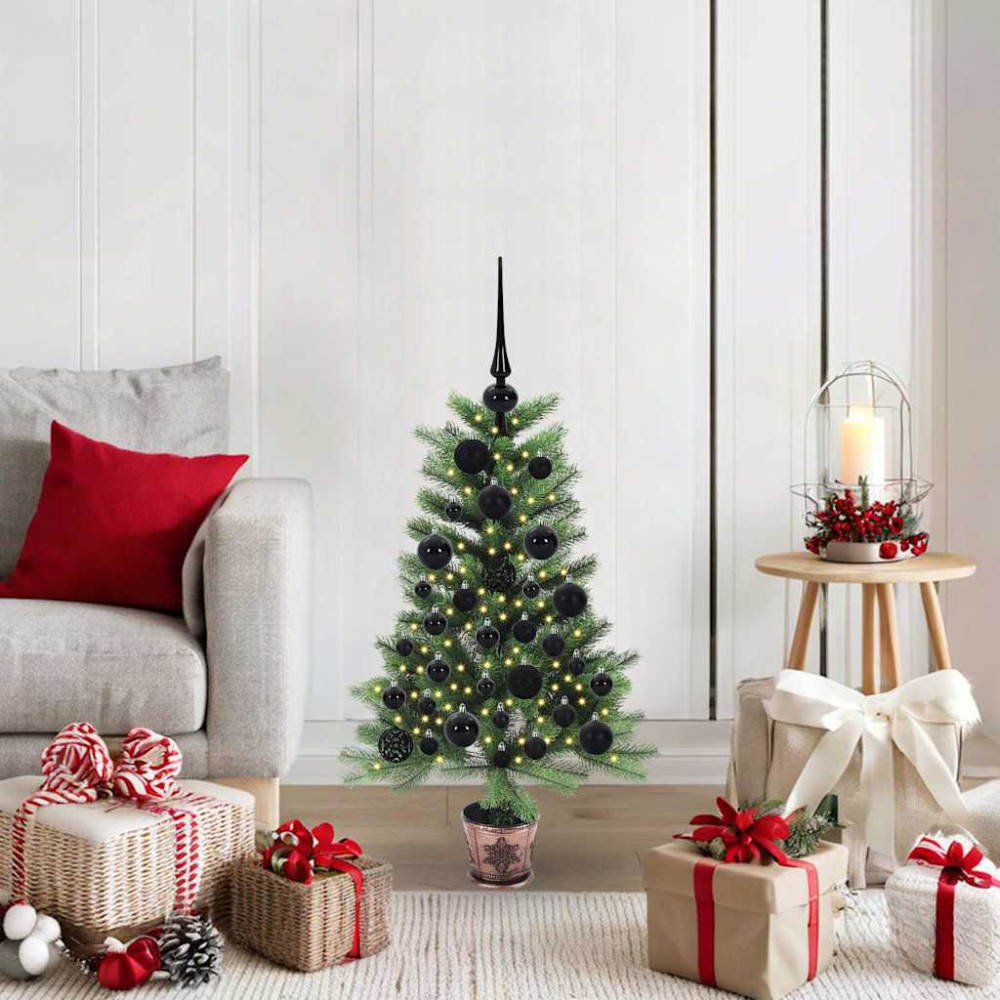 Produktbild för Julgran med 150 LED-lampor med stativ Grön 90 cm PE