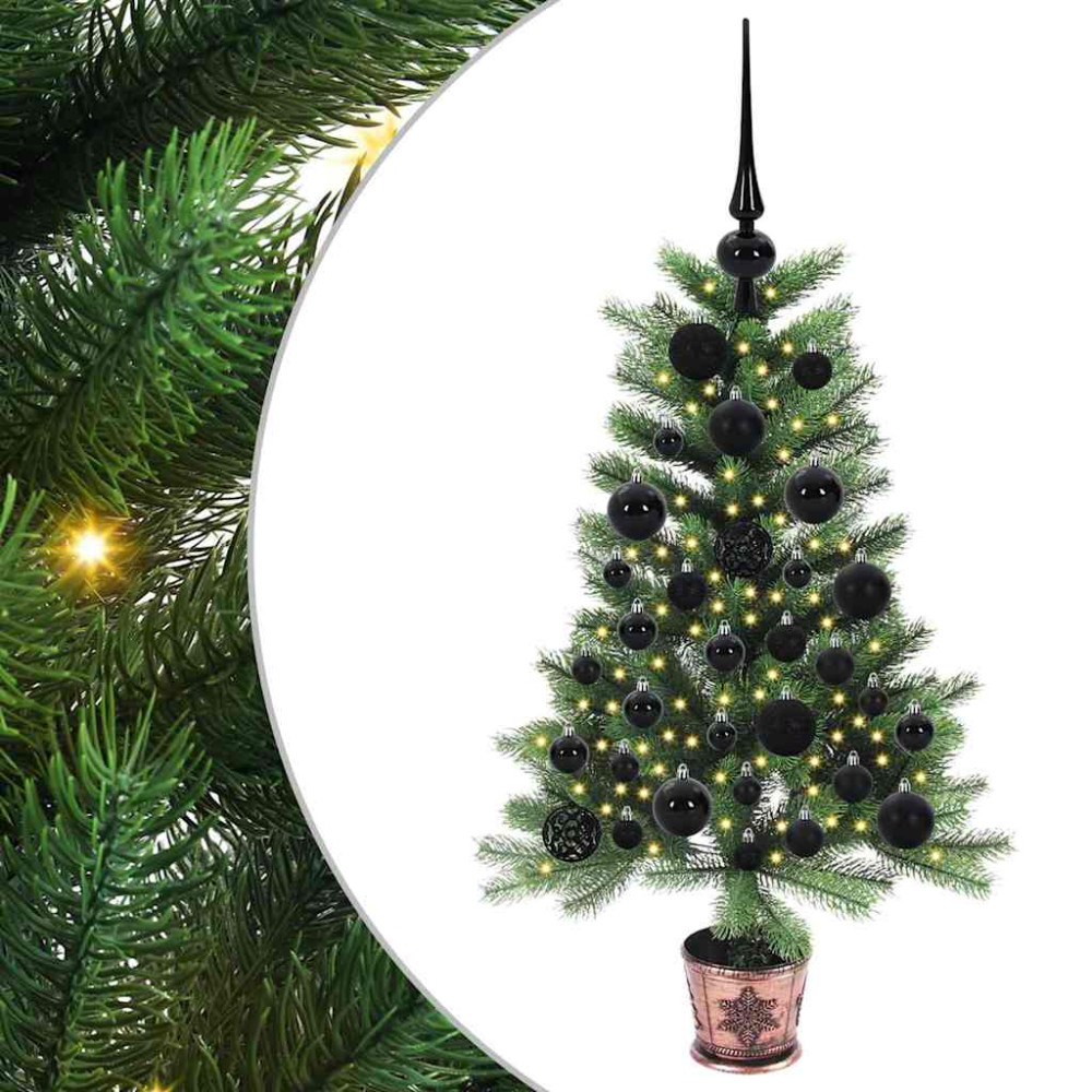 Produktbild för Julgran med 150 LED-lampor med stativ Grön 90 cm PE