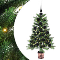 Produktbild för Julgran med 150 LED-lampor med stativ Grön 90 cm PE