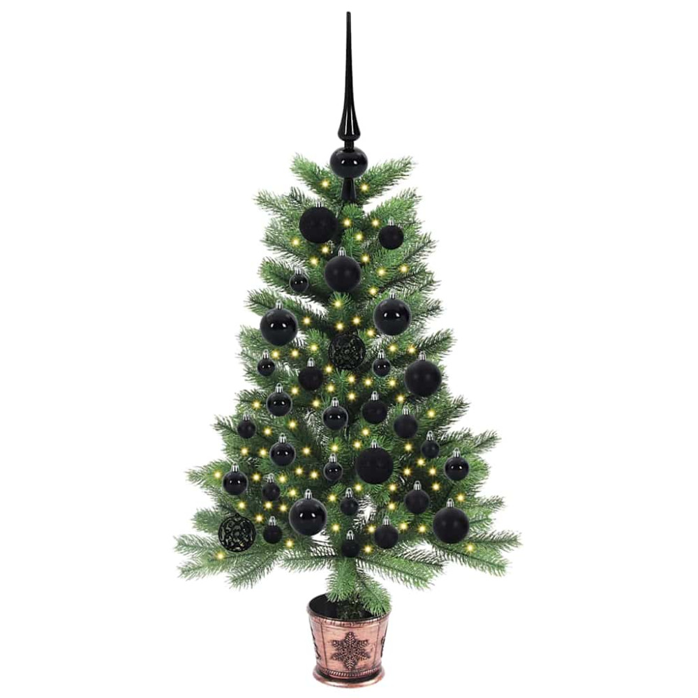 Produktbild för Julgran med 150 LED-lampor med stativ Grön 90 cm PE