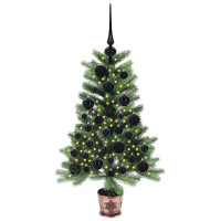 Produktbild för Julgran med 150 LED-lampor med stativ Grön 90 cm PE