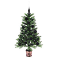 Produktbild för Julgran med 150 LED-lampor med stativ Grön 90 cm PE