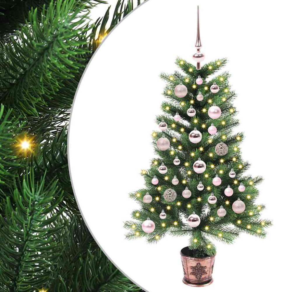 Produktbild för Julgran med 150 LED-lampor med stativ Grön 90 cm PE