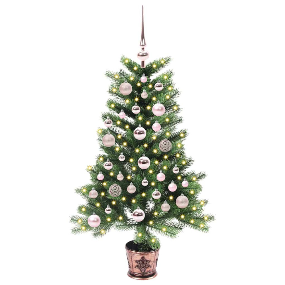 Produktbild för Julgran med 150 LED-lampor med stativ Grön 90 cm PE