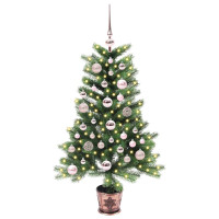 Produktbild för Julgran med 150 LED-lampor med stativ Grön 90 cm PE