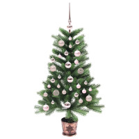 Produktbild för Julgran med 150 LED-lampor med stativ Grön 90 cm PE