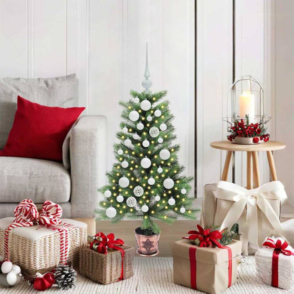 Produktbild för Julgran med 150 LED-lampor med stativ Grön 90 cm PE