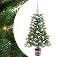 Produktbild för Julgran med 150 LED-lampor med stativ Grön 90 cm PE