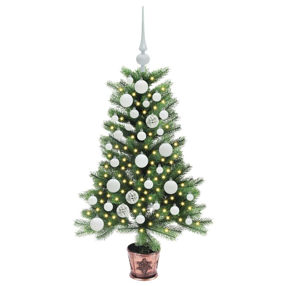 Produktbild för Julgran med 150 LED-lampor med stativ Grön 90 cm PE