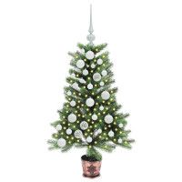 Produktbild för Julgran med 150 LED-lampor med stativ Grön 90 cm PE
