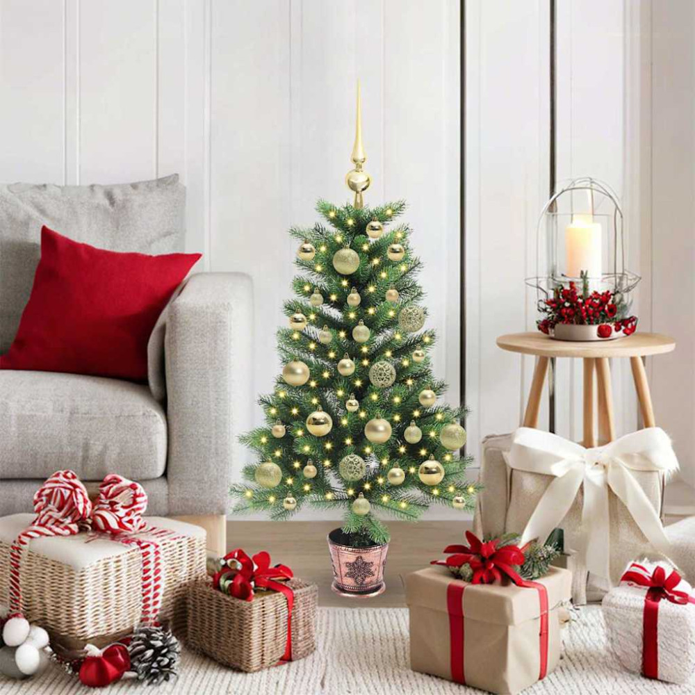 Produktbild för Julgran med 150 LED-lampor med stativ Grön 90 cm PE