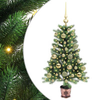 Produktbild för Julgran med 150 LED-lampor med stativ Grön 90 cm PE