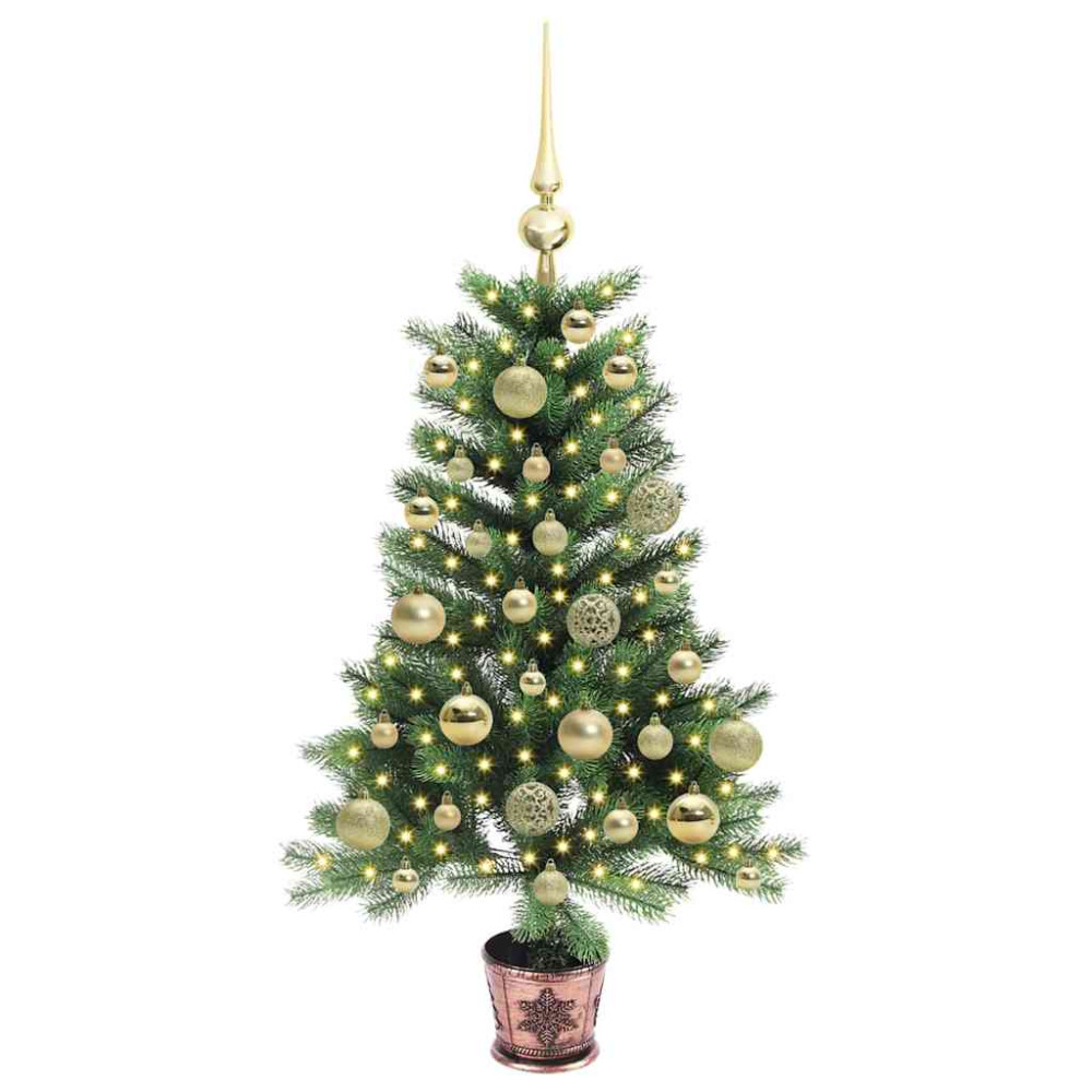 Produktbild för Julgran med 150 LED-lampor med stativ Grön 90 cm PE