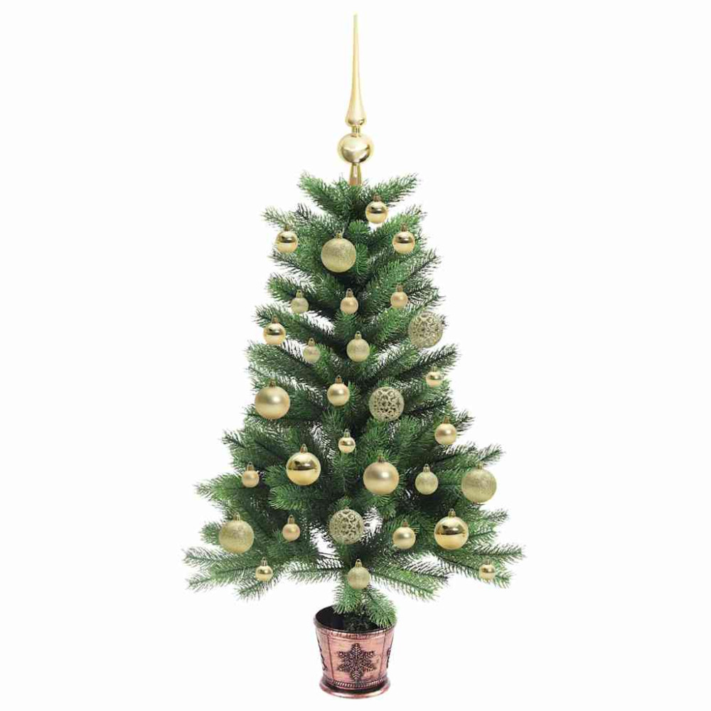 Produktbild för Julgran med 150 LED-lampor med stativ Grön 90 cm PE