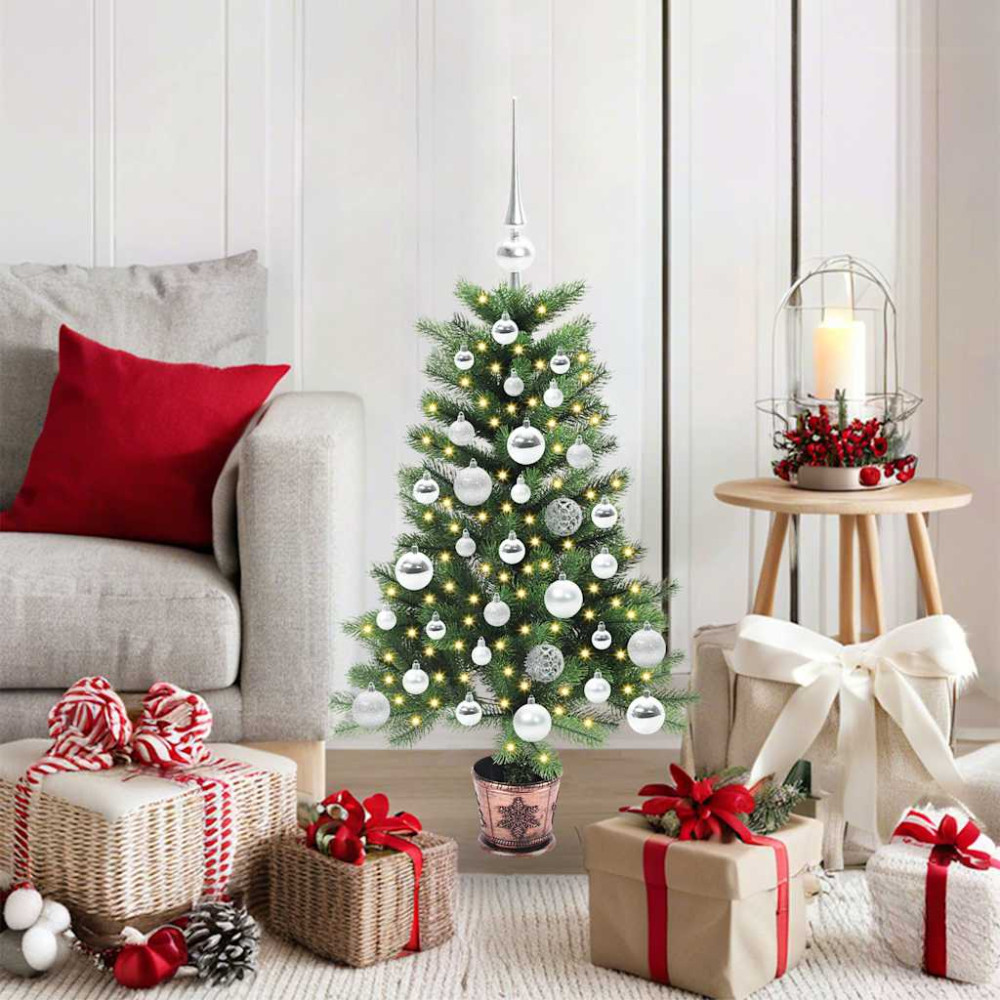 Produktbild för Julgran med 150 LED-lampor med stativ Grön 90 cm PE
