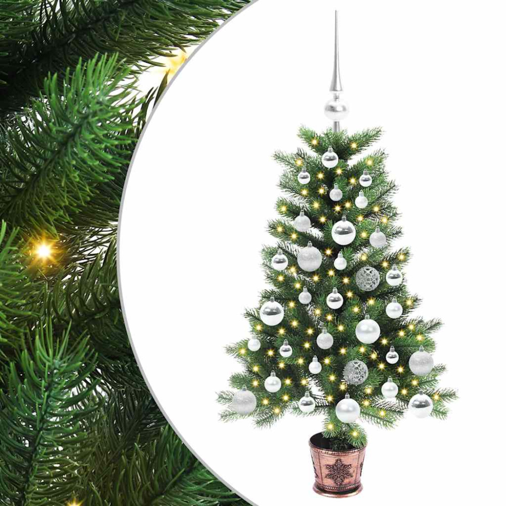 Produktbild för Julgran med 150 LED-lampor med stativ Grön 90 cm PE