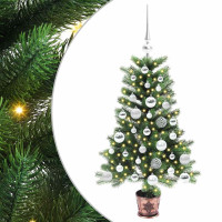 Produktbild för Julgran med 150 LED-lampor med stativ Grön 90 cm PE