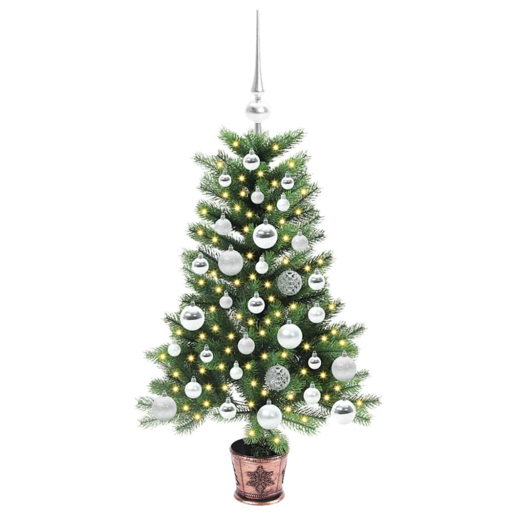 Produktbild för Julgran med 150 LED-lampor med stativ Grön 90 cm PE