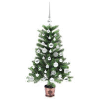 Produktbild för Julgran med 150 LED-lampor med stativ Grön 90 cm PE