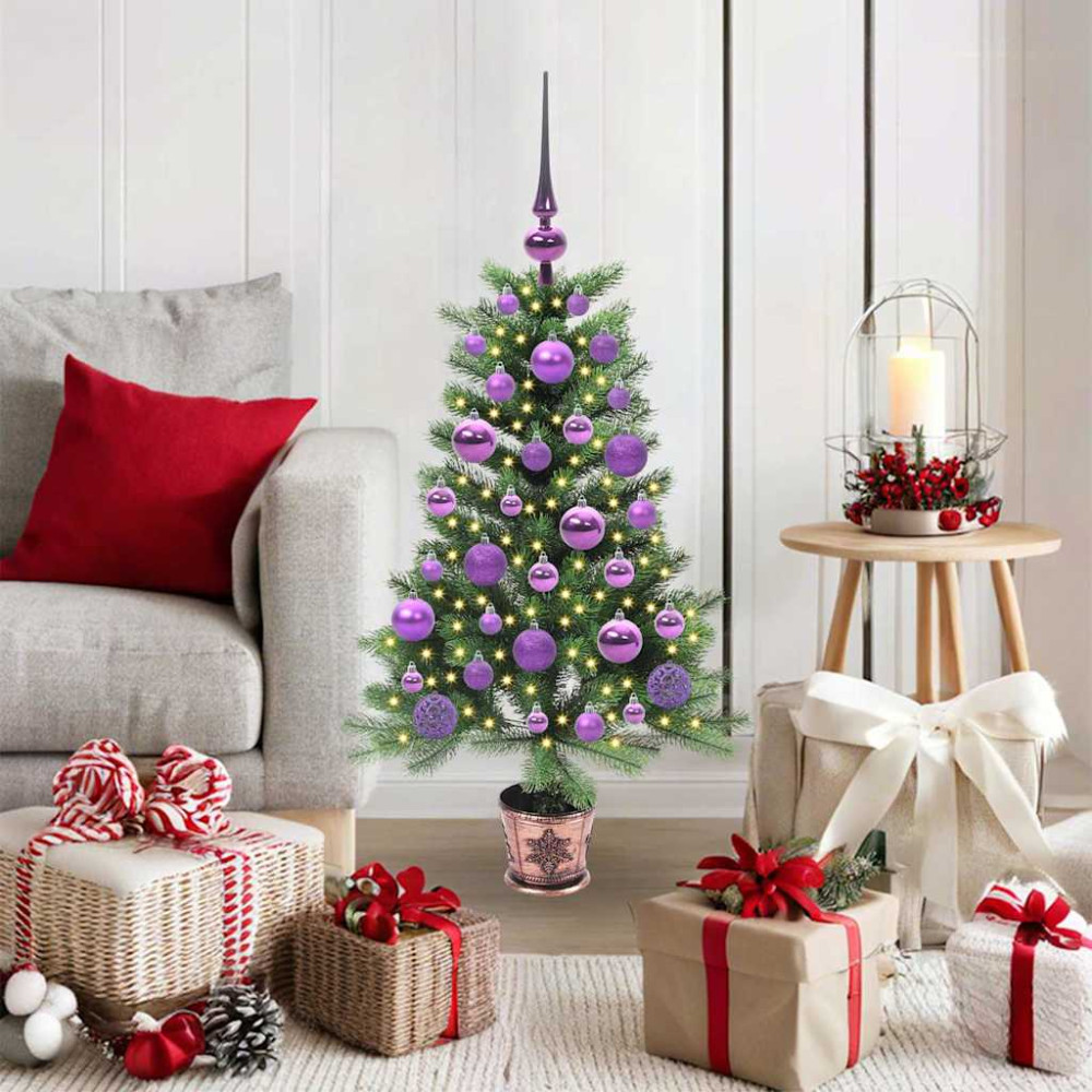 Produktbild för Julgran med 150 LED-lampor med stativ Grön 90 cm PE