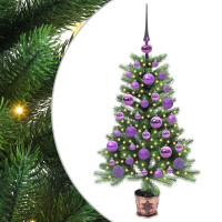 Produktbild för Julgran med 150 LED-lampor med stativ Grön 90 cm PE