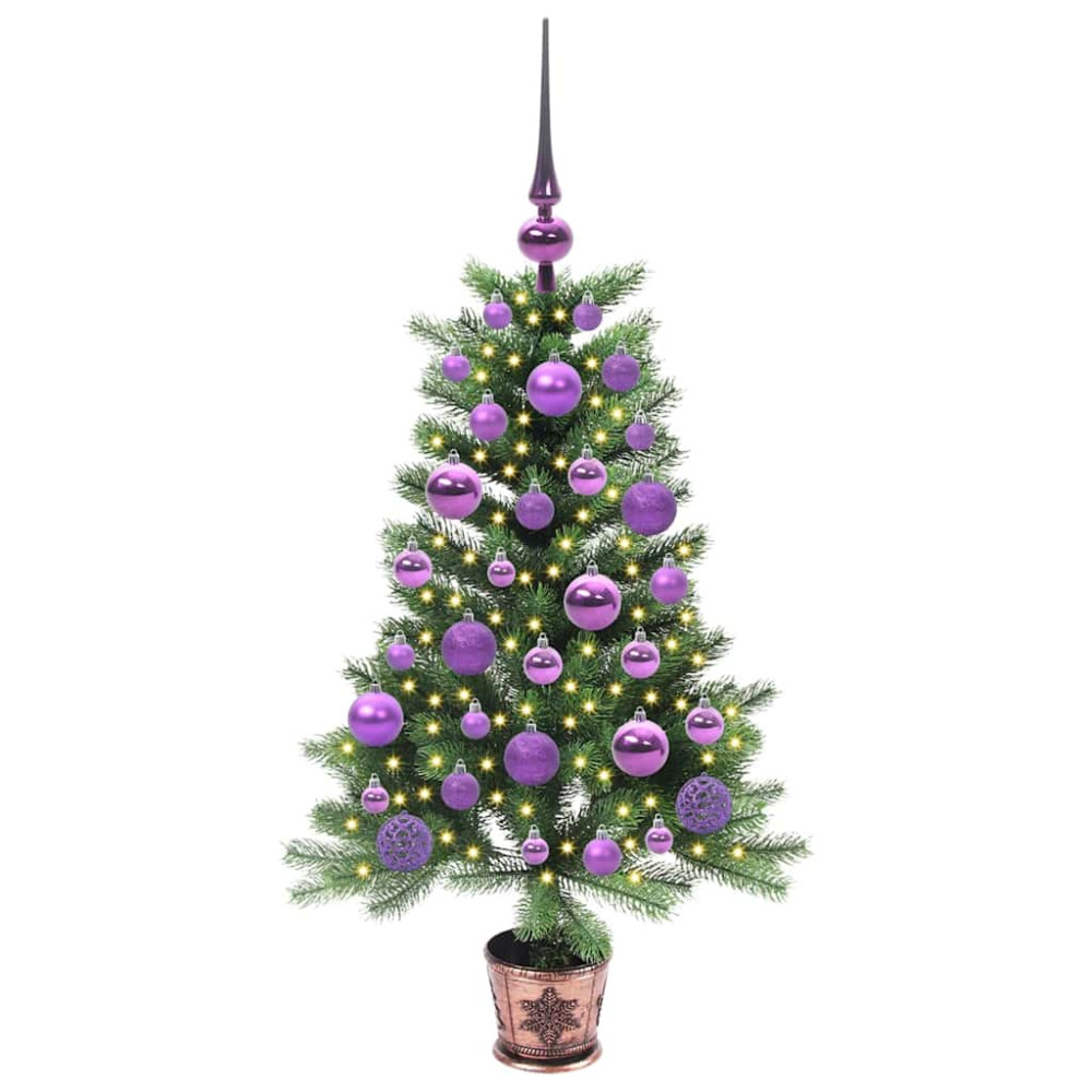 Produktbild för Julgran med 150 LED-lampor med stativ Grön 90 cm PE