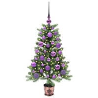 Produktbild för Julgran med 150 LED-lampor med stativ Grön 90 cm PE