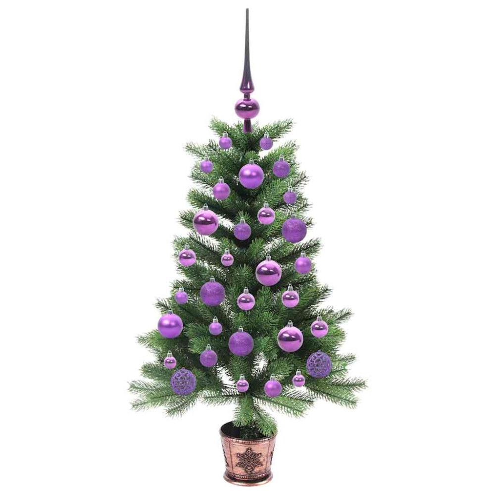 Produktbild för Julgran med 150 LED-lampor med stativ Grön 90 cm PE
