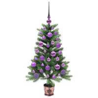 Produktbild för Julgran med 150 LED-lampor med stativ Grön 90 cm PE