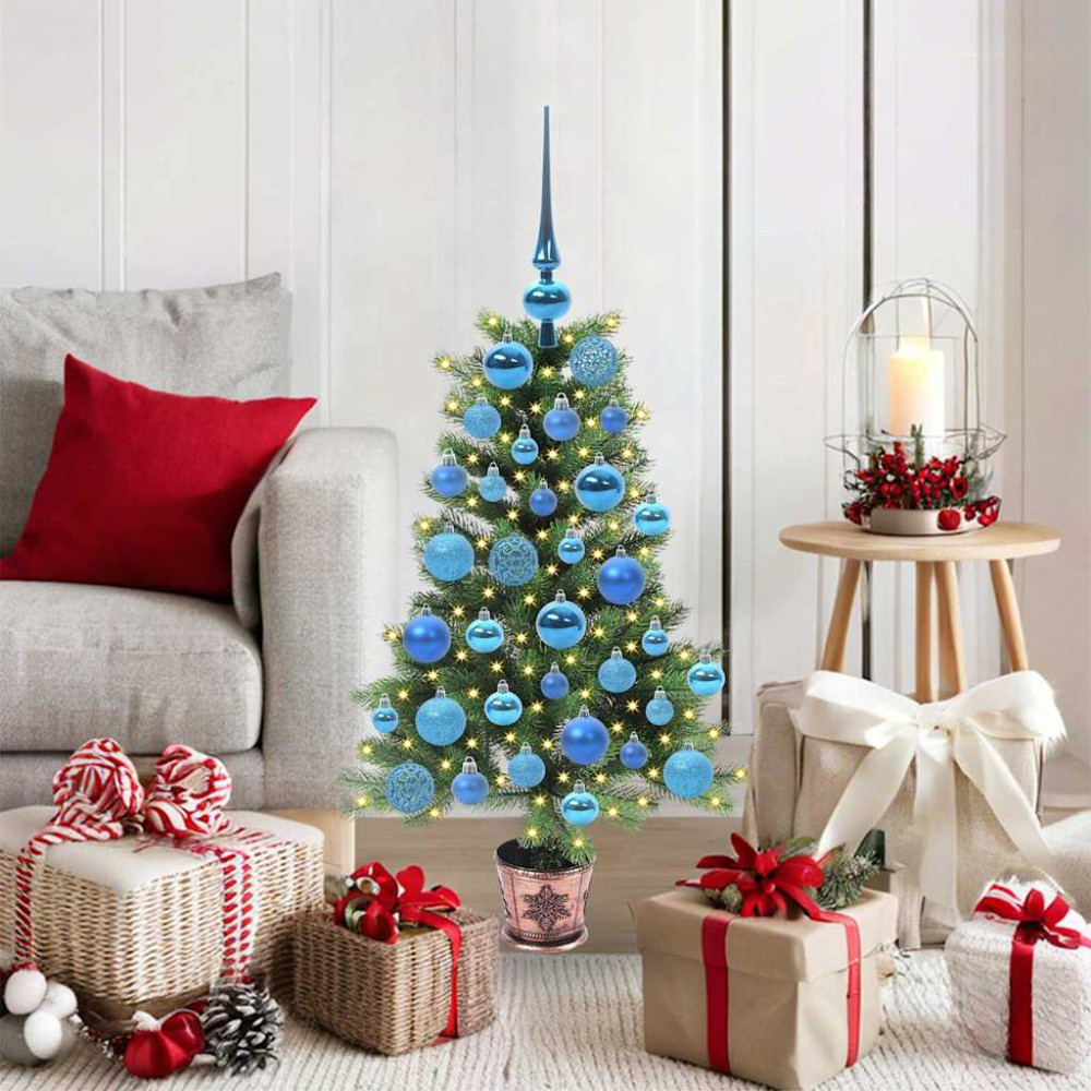 Produktbild för Julgran med 150 LED-lampor med stativ Grön 90 cm PE