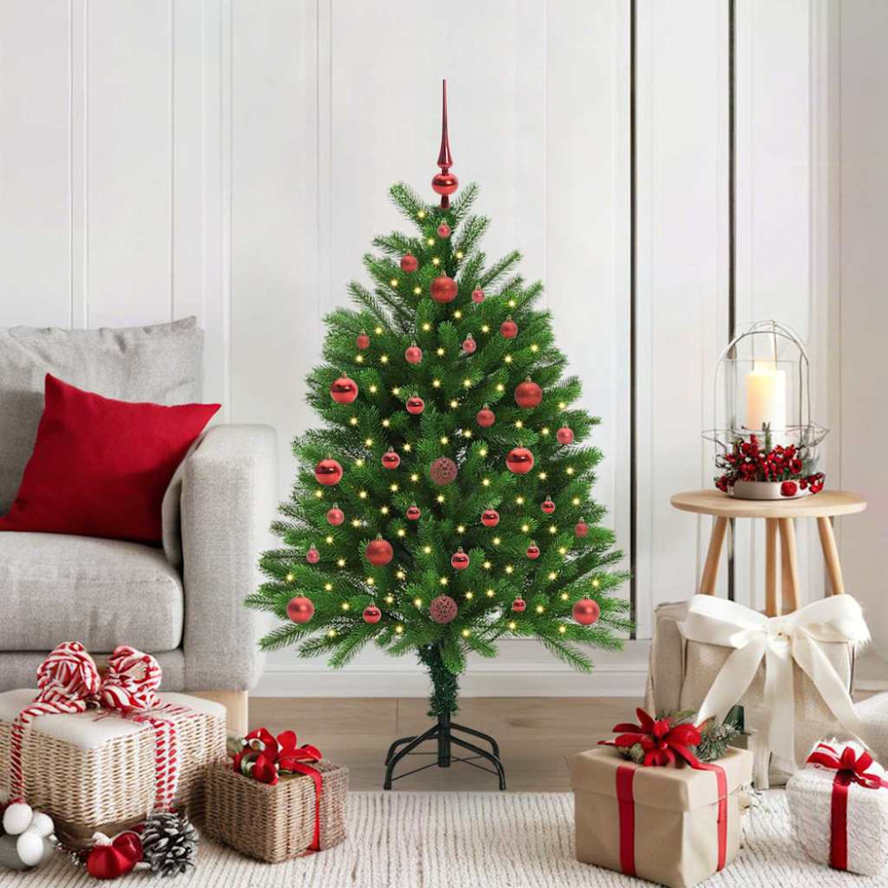Produktbild för Julgran med 150 LED-lampor med stativ Grön 120 cm PE