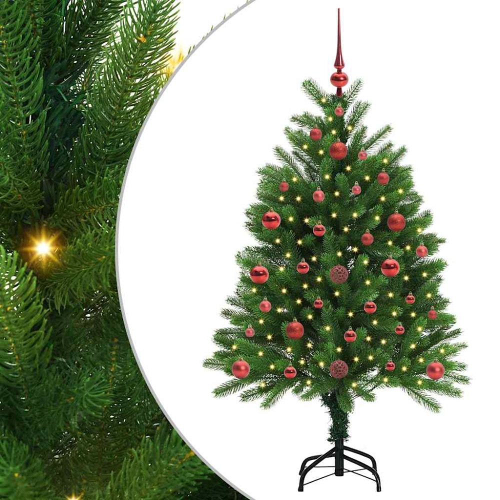 Produktbild för Julgran med 150 LED-lampor med stativ Grön 120 cm PE
