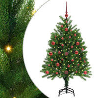 Produktbild för Julgran med 150 LED-lampor med stativ Grön 120 cm PE