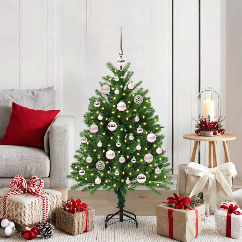 Produktbild för Julgran med 150 LED-lampor med stativ Grön 120 cm PE