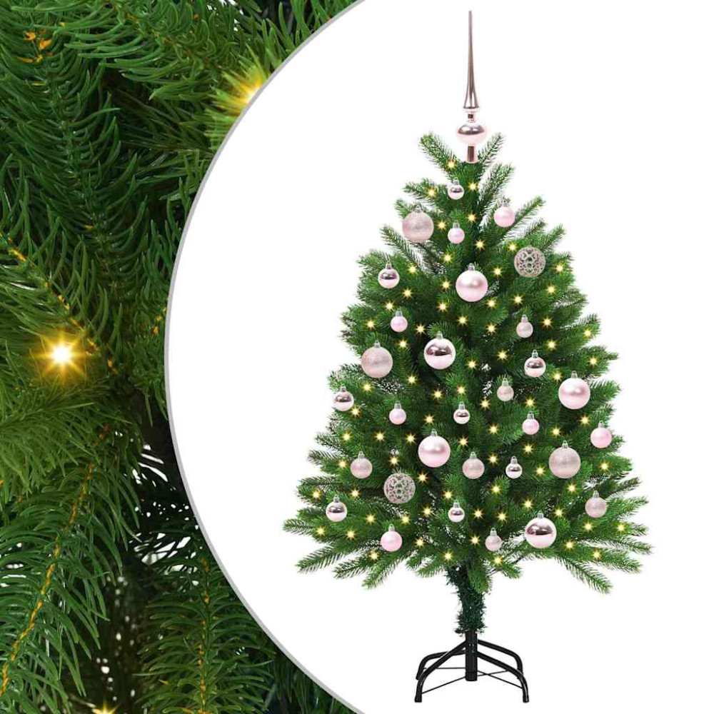 Produktbild för Julgran med 150 LED-lampor med stativ Grön 120 cm PE
