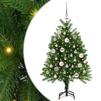 Produktbild för Julgran med 150 LED-lampor med stativ Grön 120 cm PE