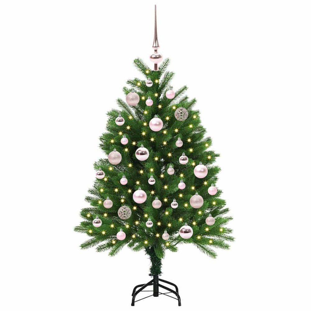 Produktbild för Julgran med 150 LED-lampor med stativ Grön 120 cm PE