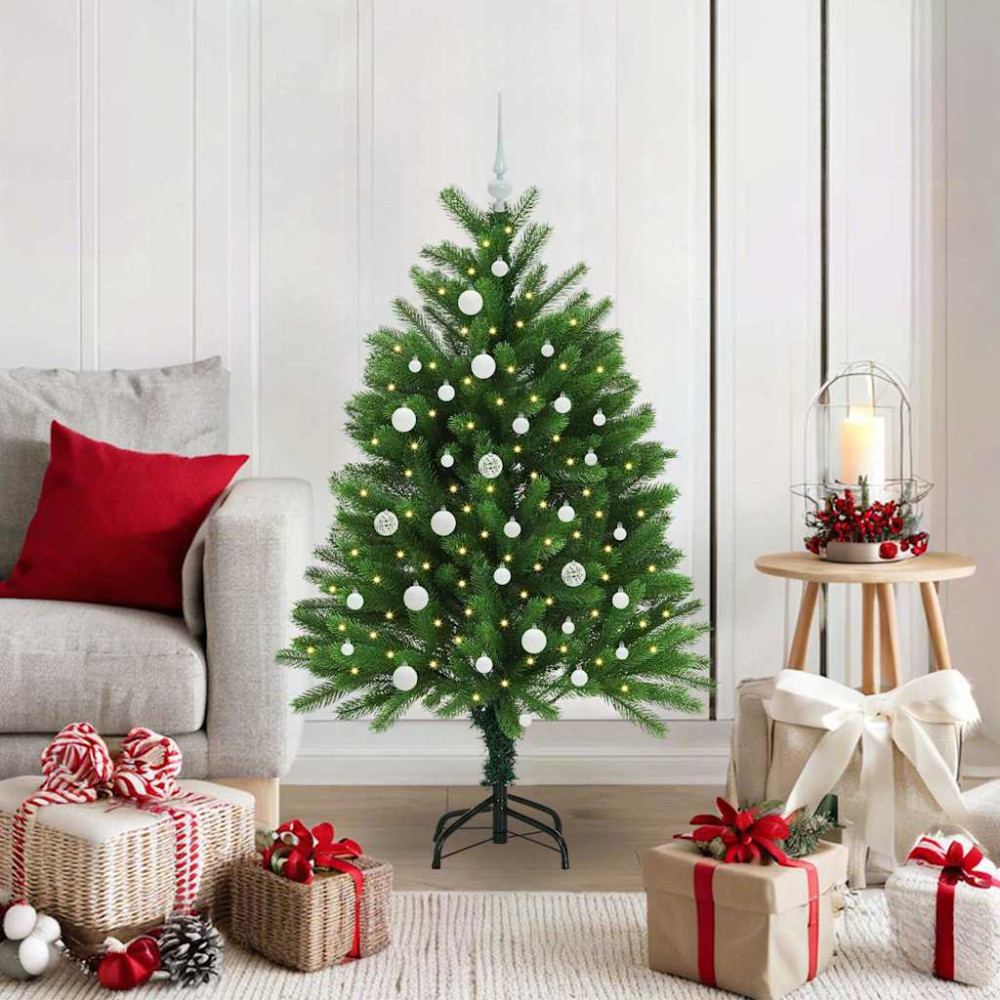 Produktbild för Julgran med 150 LED-lampor med stativ Grön 120 cm PE