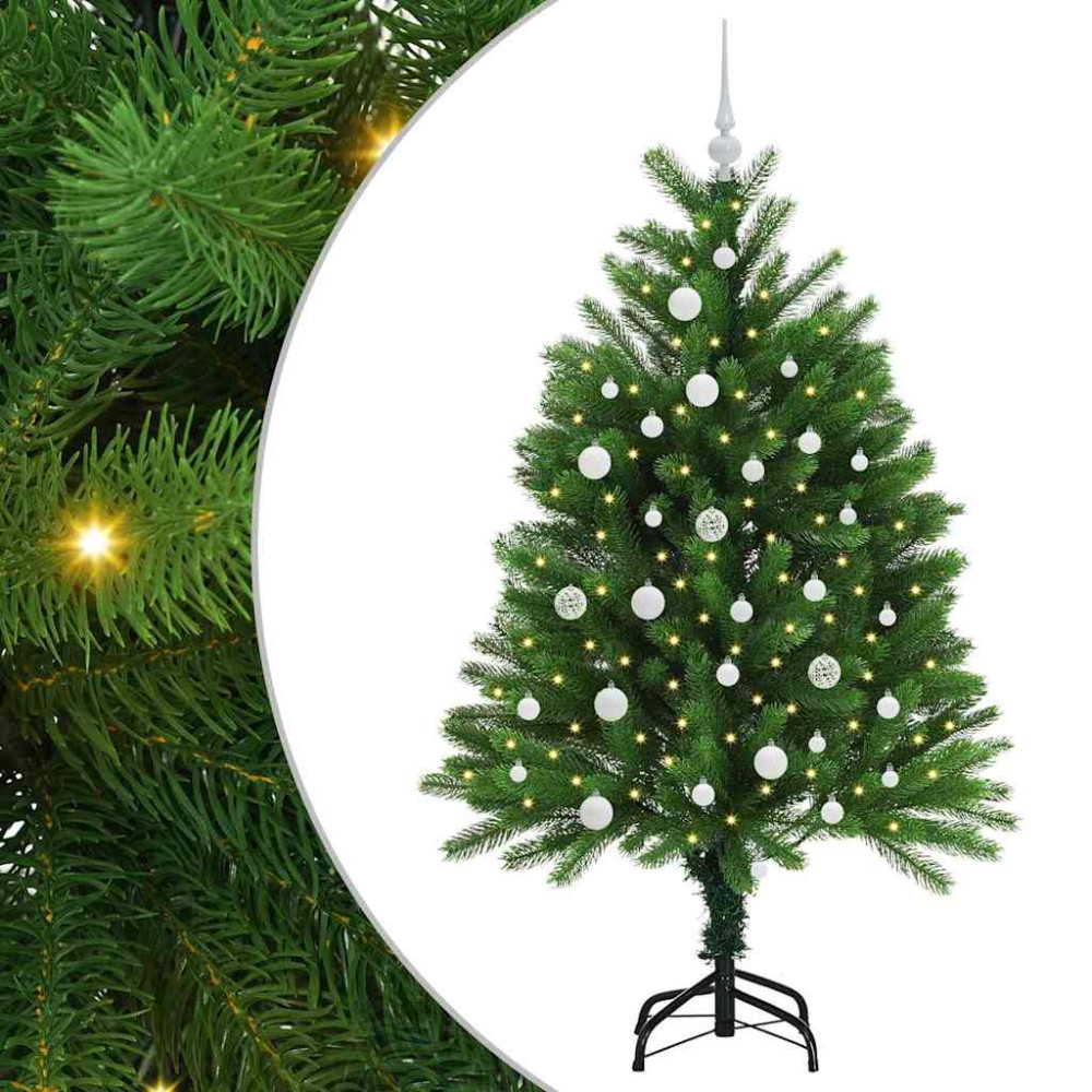 Produktbild för Julgran med 150 LED-lampor med stativ Grön 120 cm PE