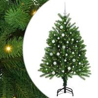 Produktbild för Julgran med 150 LED-lampor med stativ Grön 120 cm PE