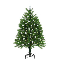 Produktbild för Julgran med 150 LED-lampor med stativ Grön 120 cm PE