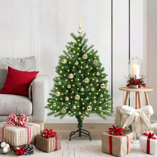 vidaXL Julgran med 150 LED-lampor med stativ Grön 120 cm PE