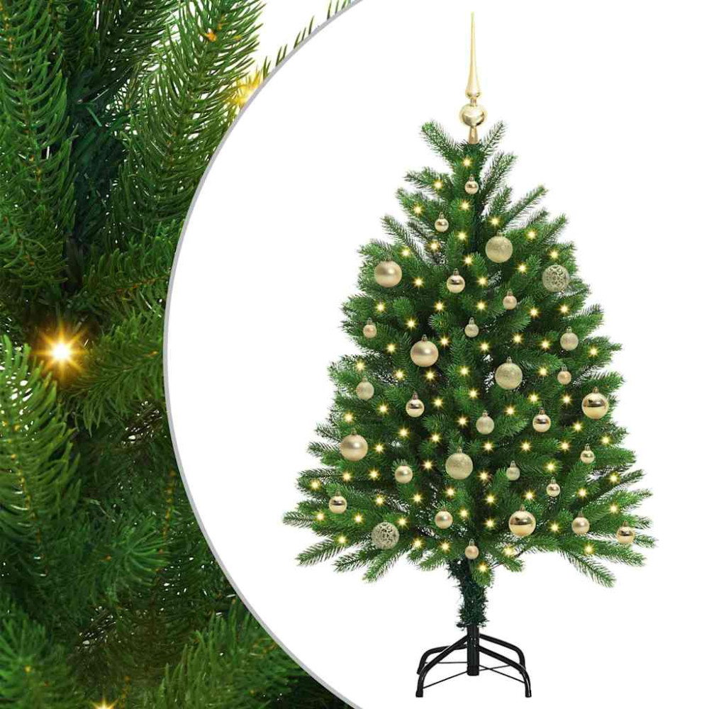 Produktbild för Julgran med 150 LED-lampor med stativ Grön 120 cm PE