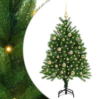 Produktbild för Julgran med 150 LED-lampor med stativ Grön 120 cm PE