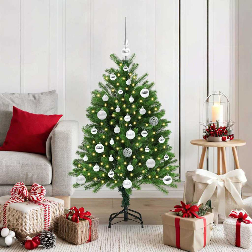 Produktbild för Julgran med 150 LED-lampor med stativ Grön 120 cm PE