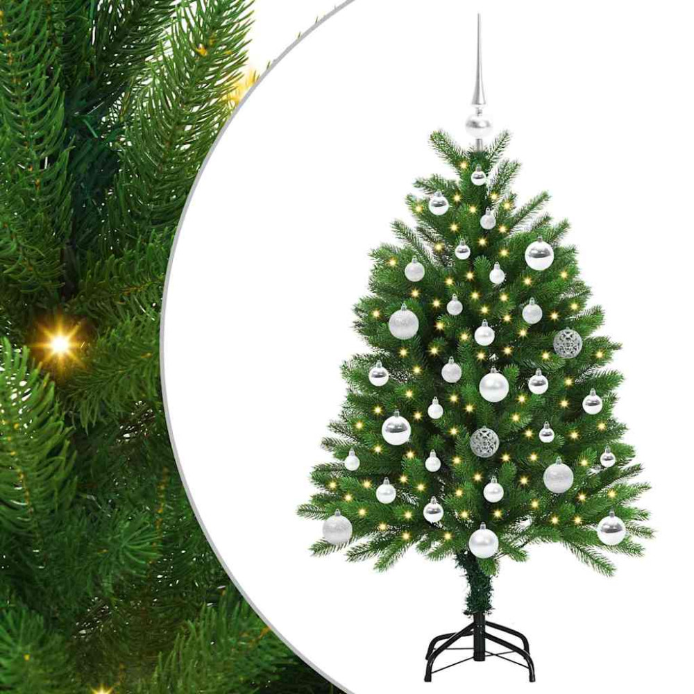 Produktbild för Julgran med 150 LED-lampor med stativ Grön 120 cm PE