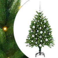 Produktbild för Julgran med 150 LED-lampor med stativ Grön 120 cm PE